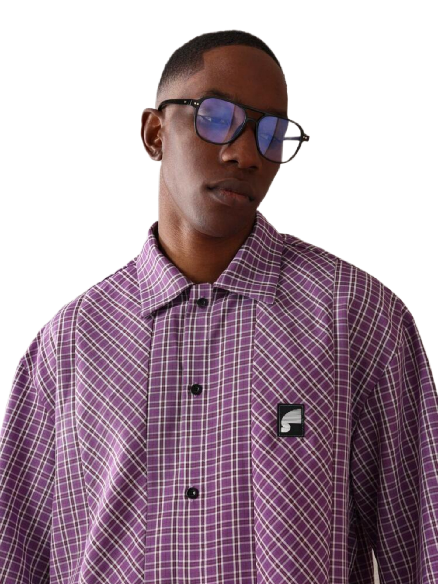 Designer Panel Cut Button Front Shirt Short Sleeve Oversized Urban Fashion SUMWON