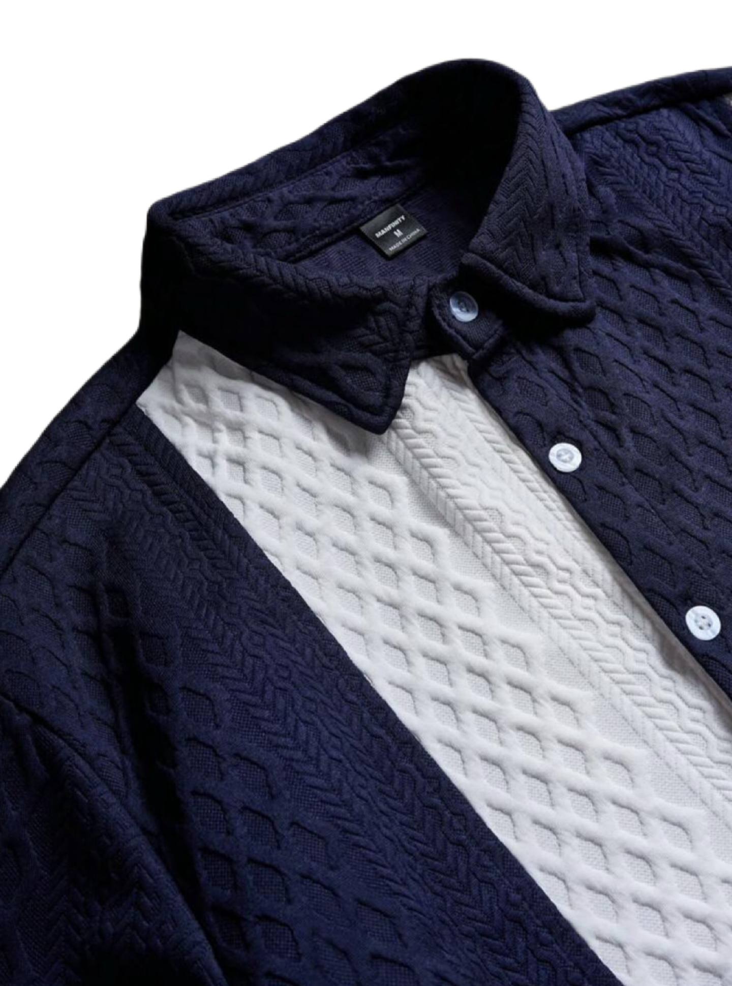 Men's Summer Casual Textured Color Block Short Sleeve Button Up Shirt