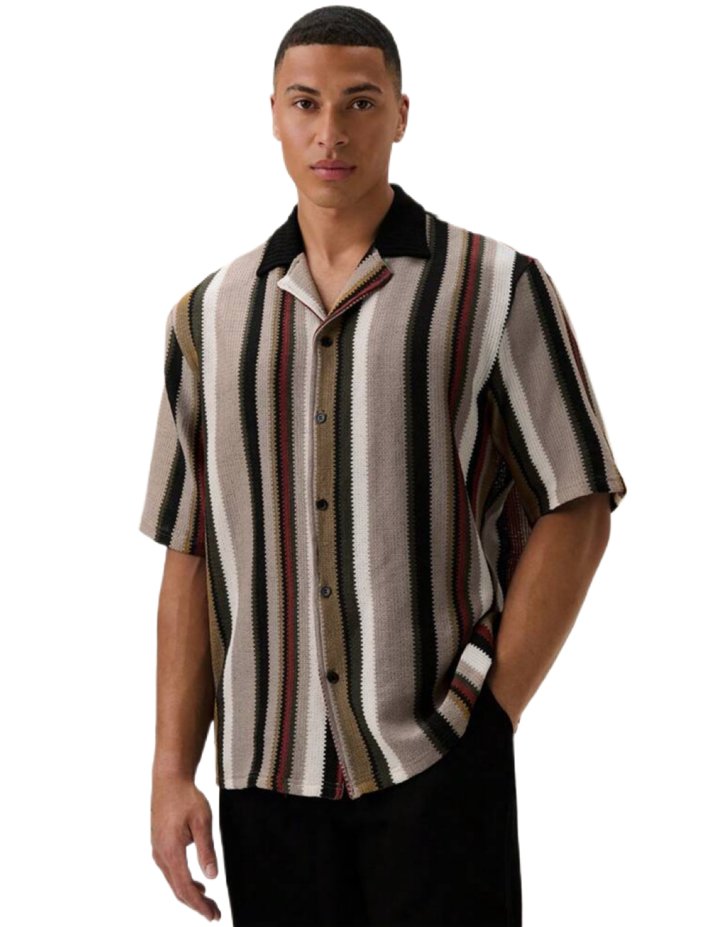 Men’s Loose Striped Short Sleeve Shirt