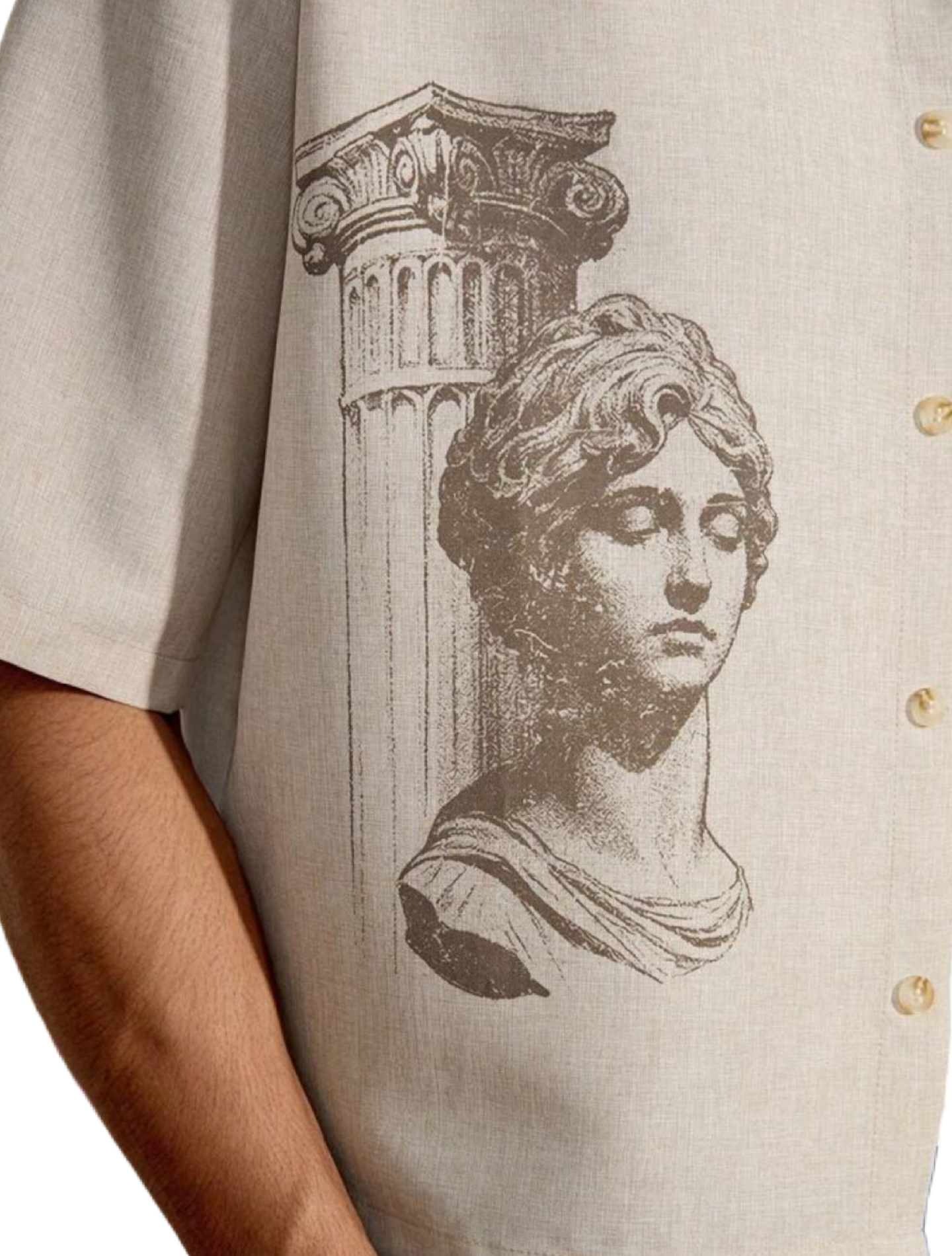 Men's Roman Portrait Print Short Sleeve Casual Shirt