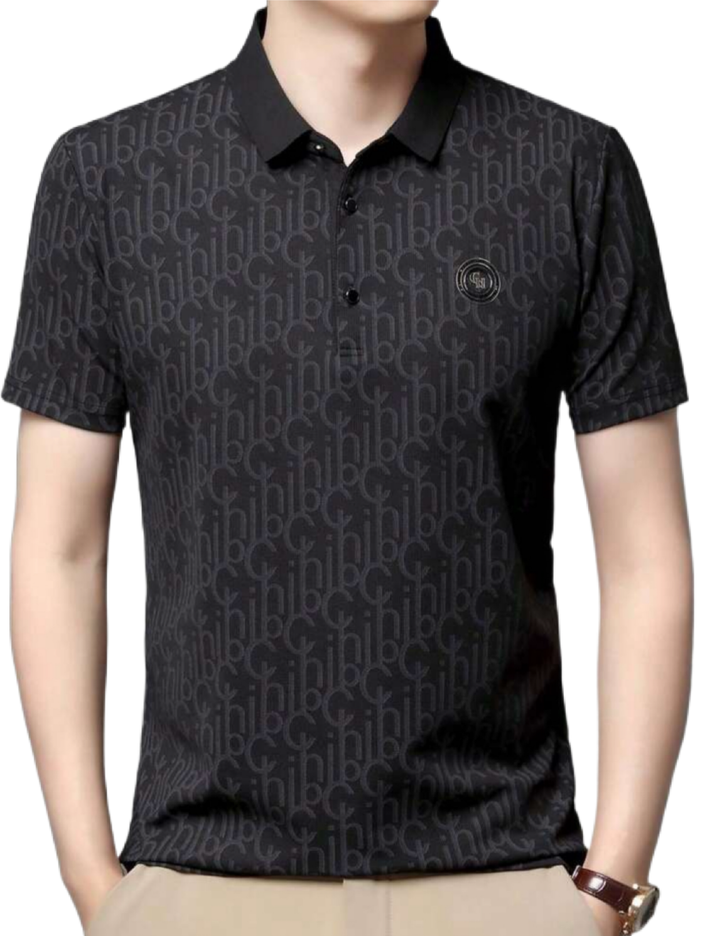 Men's Summer Waffle Pattern Business Casual Wear Polo Shirt