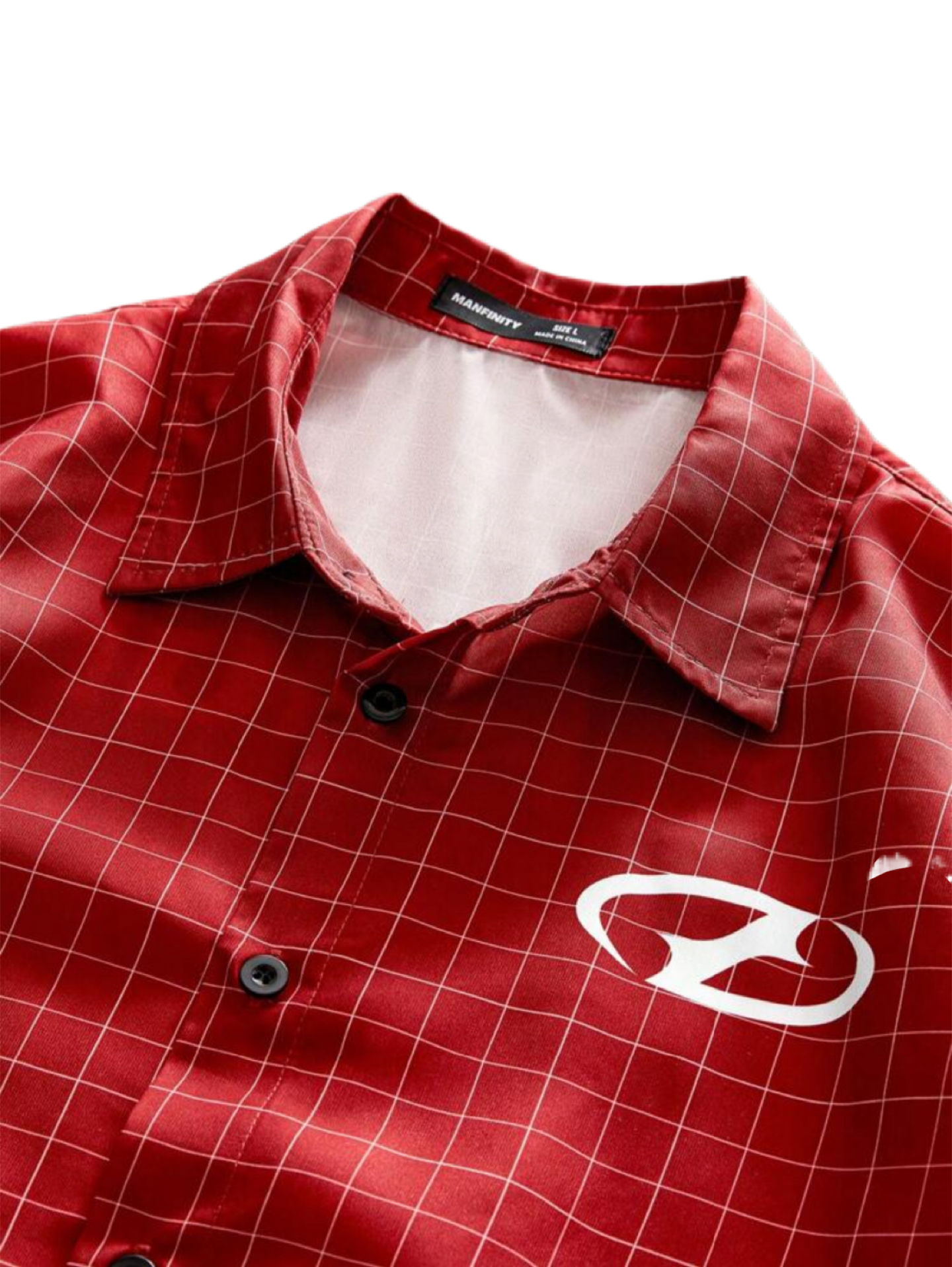 AXEPEAK Men's Loose Fit Short Sleeve Woven Red Shirt