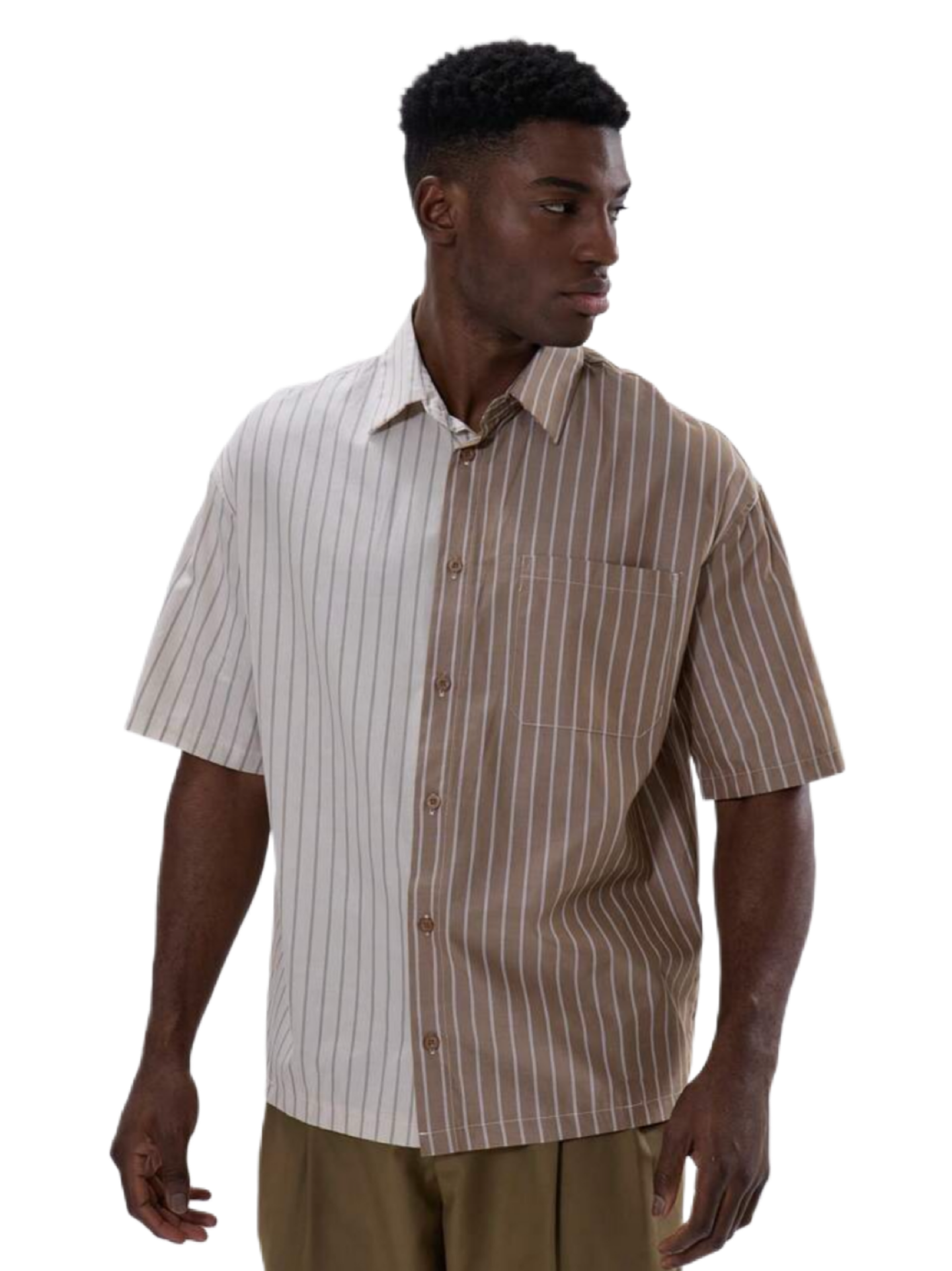 Musero Button Up Short Sleeve Striped Shirt