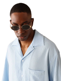 Boxy Fit Textured Short Sleeve Button-Down Casual Shirt Relaxed Style
