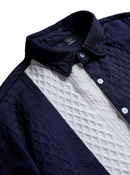 Men's Summer Casual Textured Color Block Short Sleeve Button Up Shirt