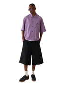 Designer Panel Cut Button Front Shirt Short Sleeve Oversized Urban Fashion SUMWON