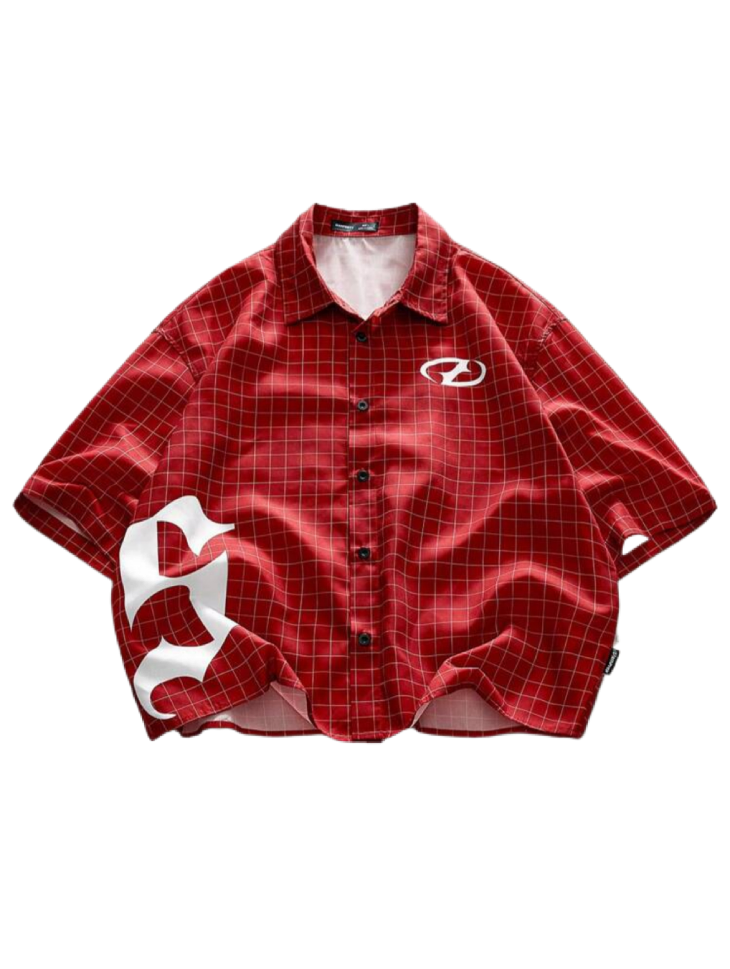 AXEPEAK Men's Loose Fit Short Sleeve Woven Red Shirt
