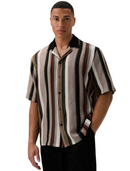 Men’s Loose Striped Short Sleeve Shirt