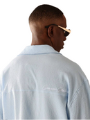 Boxy Fit Textured Short Sleeve Button-Down Casual Shirt Relaxed Style