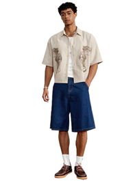 Men's Roman Portrait Print Short Sleeve Casual Shirt