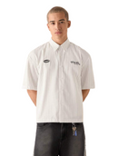 Men's Casual Loose Short Sleeve Stripe Woven Shirt