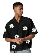 Men's Floral Loose Fit Short Sleeve Single-Breasted Casual Shirt