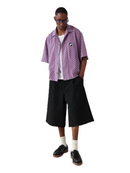 Designer Panel Cut Button Front Shirt Short Sleeve Oversized Urban Fashion SUMWON
