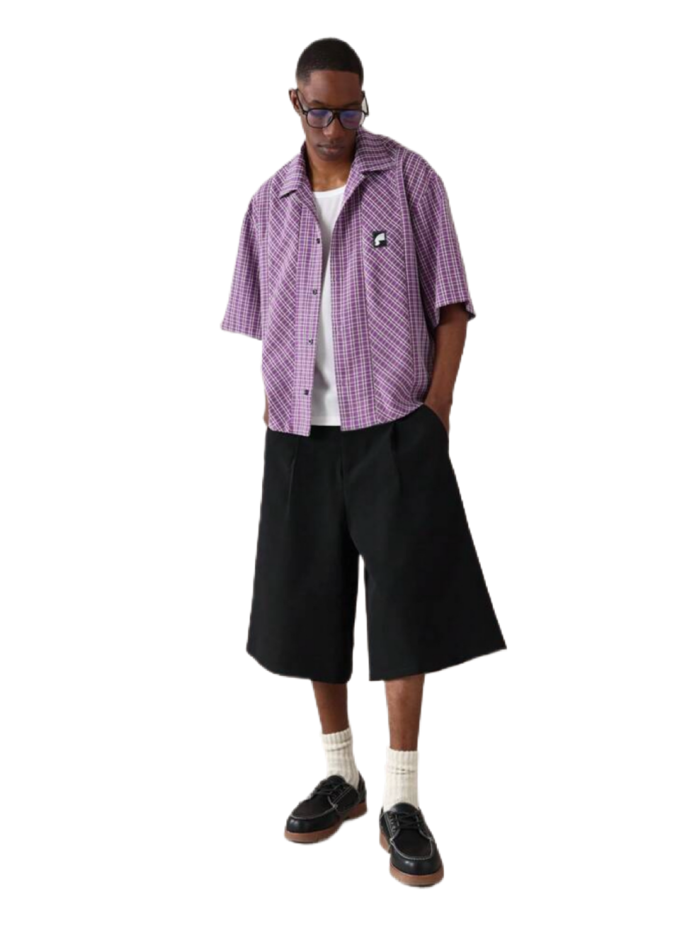 Designer Panel Cut Button Front Shirt Short Sleeve Oversized Urban Fashion SUMWON
