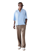 Boxy Fit Textured Short Sleeve Button-Down Casual Shirt Relaxed Style