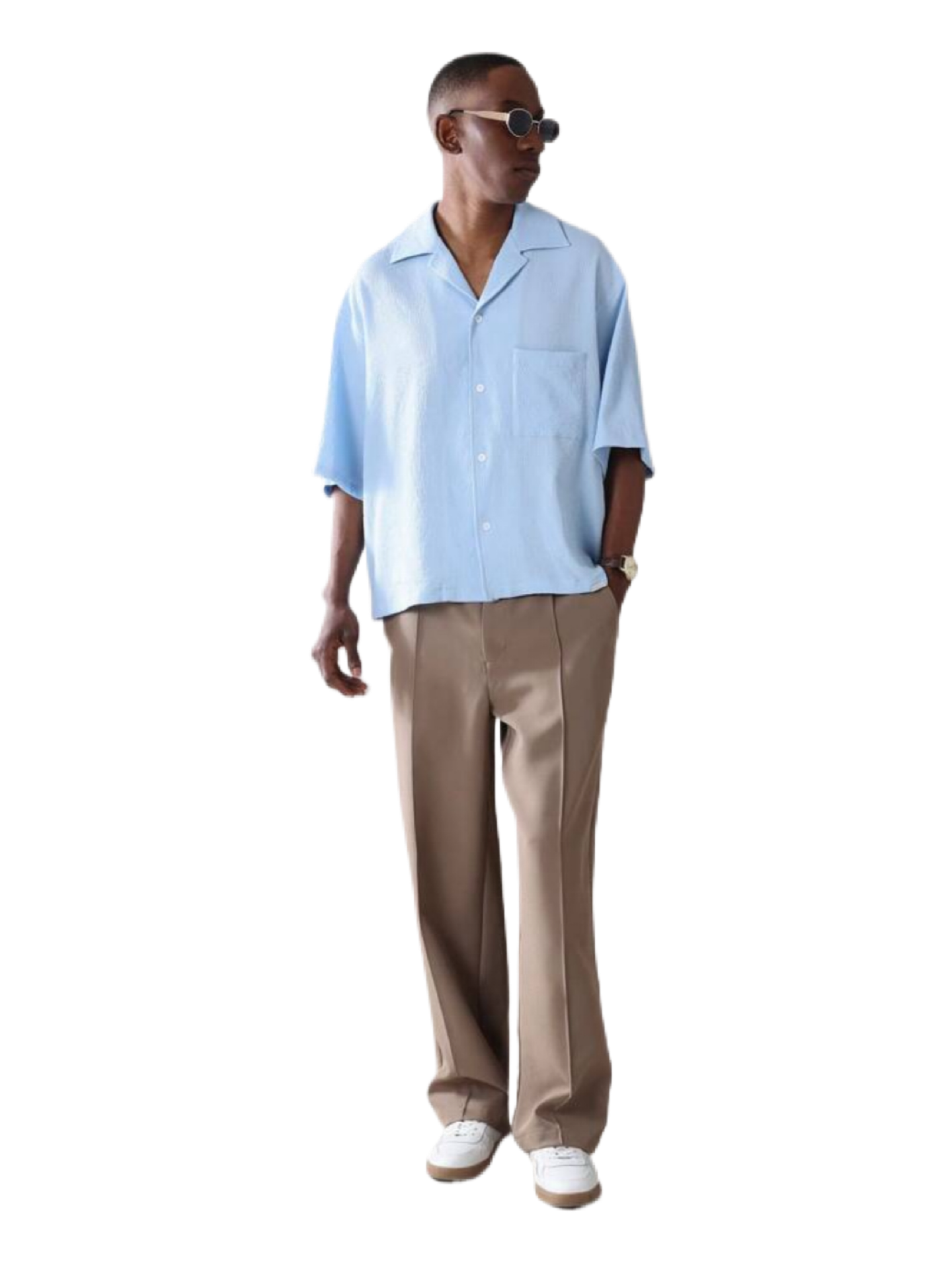 Boxy Fit Textured Short Sleeve Button-Down Casual Shirt Relaxed Style