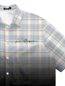 Manfinity Striped Plaid Pattern Fashion Streetwear Men's Standard Fit Short Sleeve Shirt