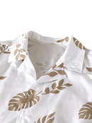 Men's Casual 2pcs Short Sleeve Shirt & Elastic Waist Straight Leg Shorts Set