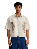 Men's Roman Portrait Print Short Sleeve Casual Shirt