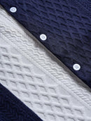 Men's Summer Casual Textured Color Block Short Sleeve Button Up Shirt