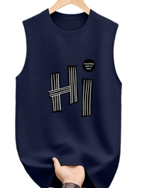 Men's Casual Letter & Heart Print Round Neck Tank Top