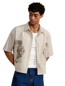 Men's Roman Portrait Print Short Sleeve Casual Shirt
