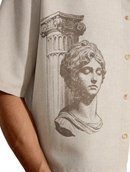 Men's Roman Portrait Print Short Sleeve Casual Shirt