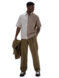 Musero Button Up Short Sleeve Striped Shirt