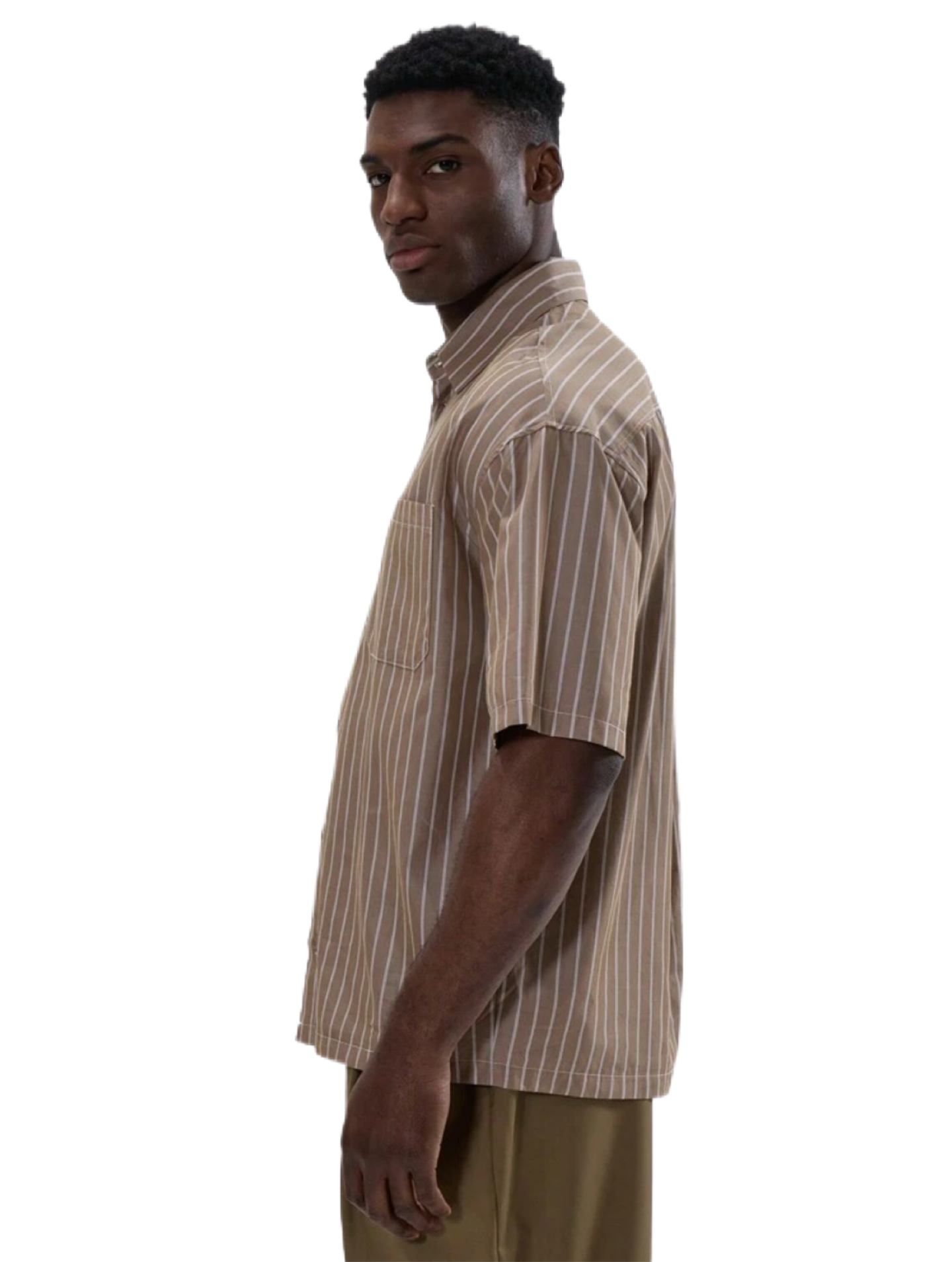 Musero Button Up Short Sleeve Striped Shirt