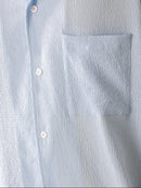 Boxy Fit Textured Short Sleeve Button-Down Casual Shirt Relaxed Style