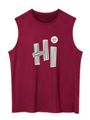 Men's Casual Letter & Heart Print Round Neck Tank Top