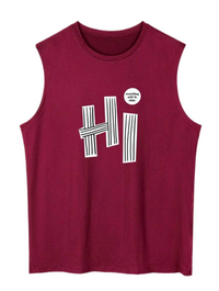 Men's Casual Letter & Heart Print Round Neck Tank Top