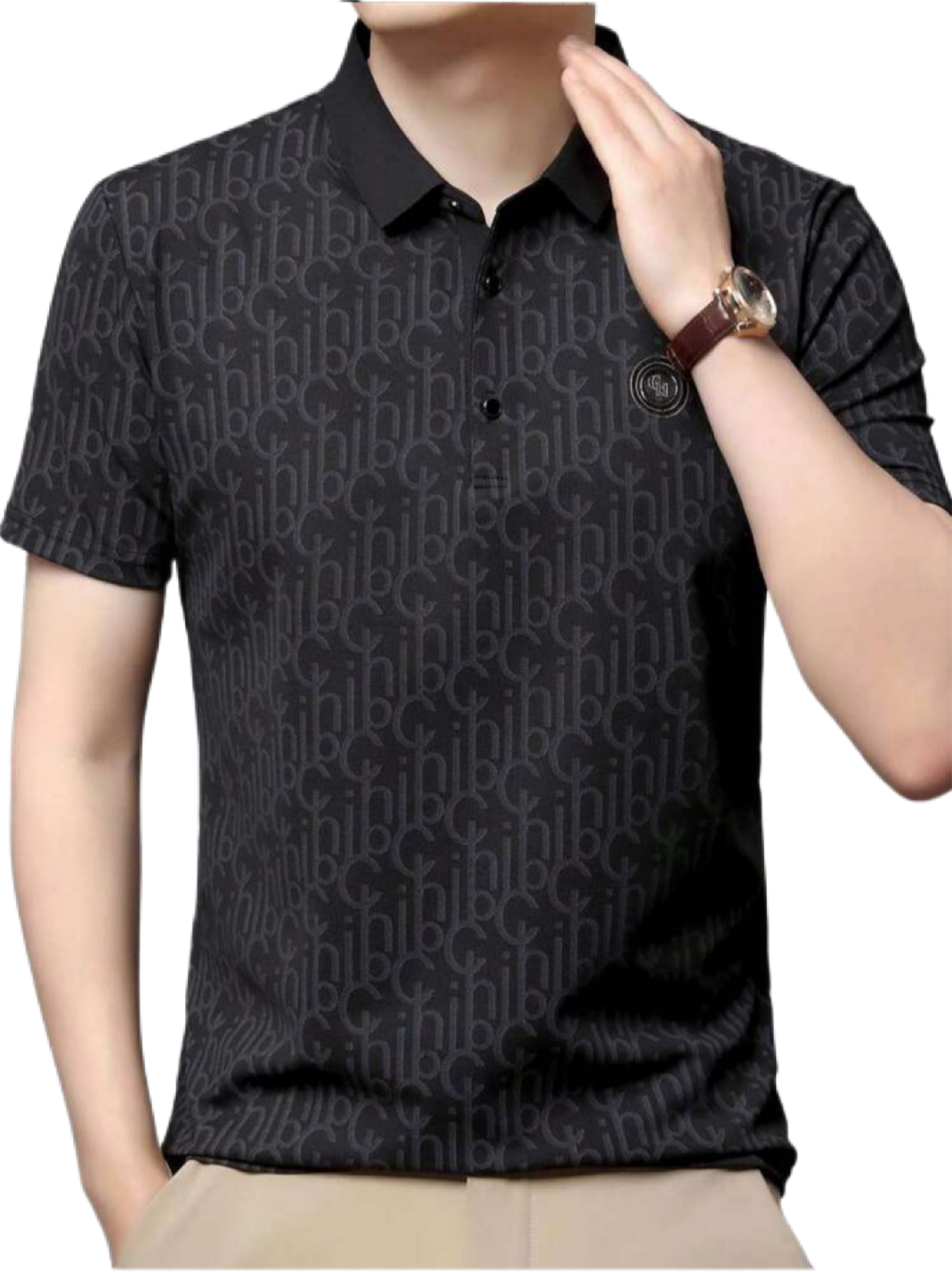 Men's Summer Waffle Pattern Business Casual Wear Polo Shirt