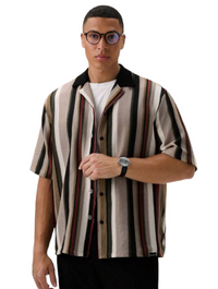 Men’s Loose Striped Short Sleeve Shirt