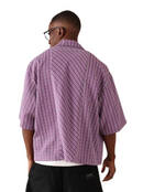 Designer Panel Cut Button Front Shirt Short Sleeve Oversized Urban Fashion SUMWON