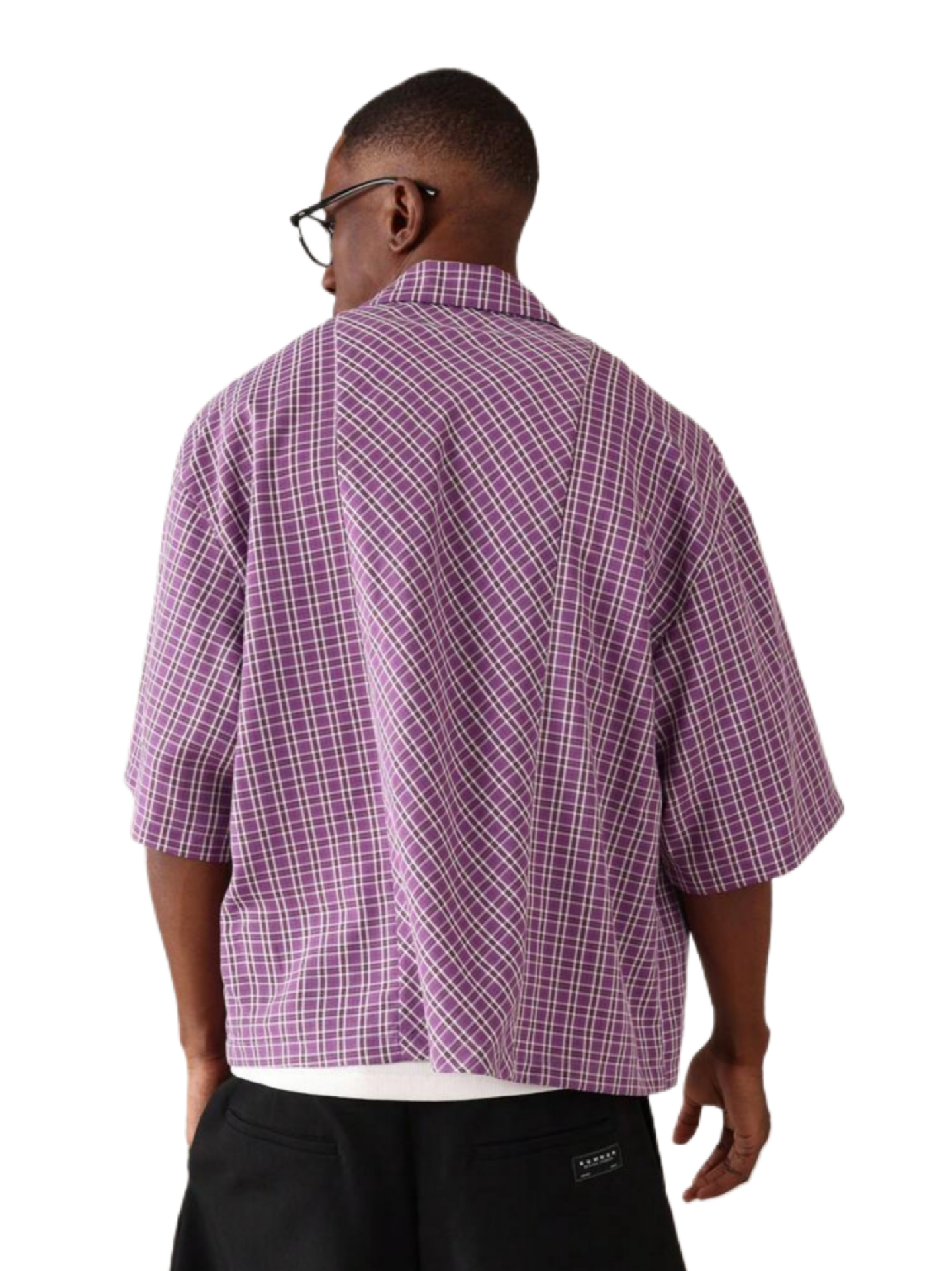 Designer Panel Cut Button Front Shirt Short Sleeve Oversized Urban Fashion SUMWON