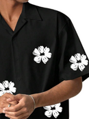 Men's Floral Loose Fit Short Sleeve Single-Breasted Casual Shirt