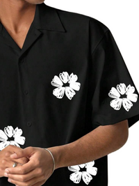 Men's Floral Loose Fit Short Sleeve Single-Breasted Casual Shirt