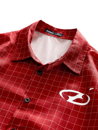 AXEPEAK Men's Loose Fit Short Sleeve Woven Red Shirt