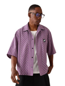 Designer Panel Cut Button Front Shirt Short Sleeve Oversized Urban Fashion SUMWON