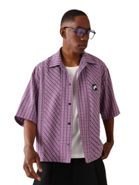 Designer Panel Cut Button Front Shirt Short Sleeve Oversized Urban Fashion SUMWON