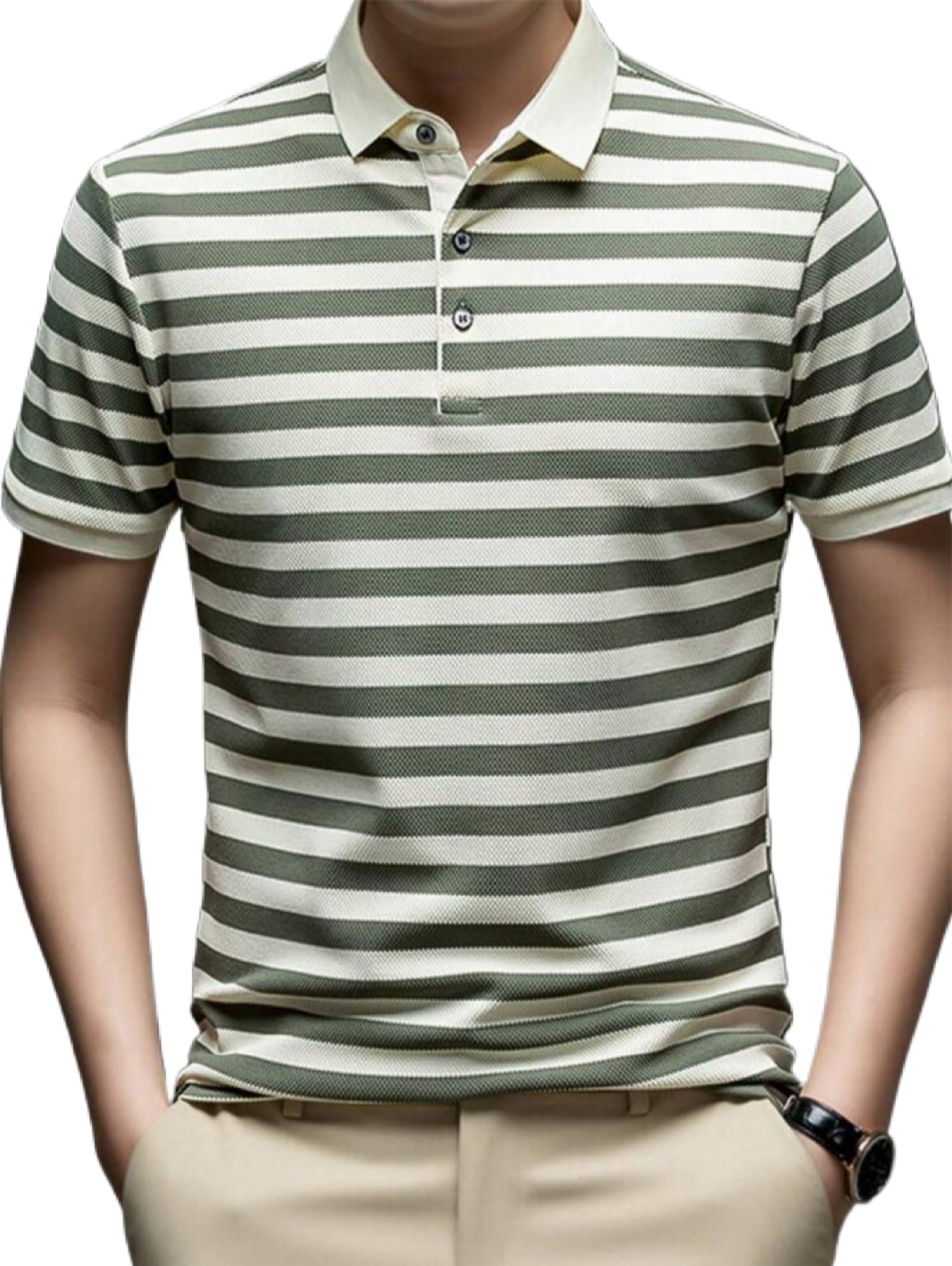 Knit Men’s Stripped Polo Shirt