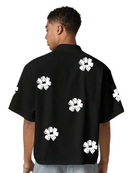 Men's Floral Loose Fit Short Sleeve Single-Breasted Casual Shirt