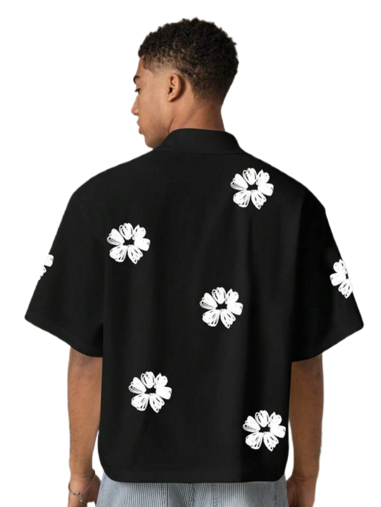 Men's Floral Loose Fit Short Sleeve Single-Breasted Casual Shirt