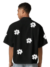 Men's Floral Loose Fit Short Sleeve Single-Breasted Casual Shirt